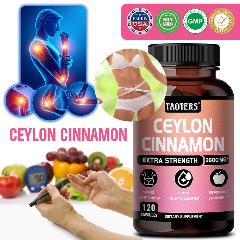 Taoters Ceylon Cinnamon Turmeric Complex Capsules Support Blood Glucose and Metabolic Health 120 Capsules