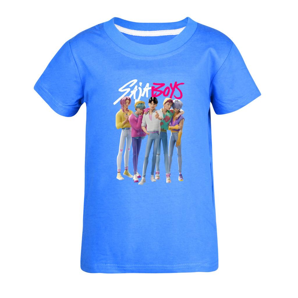4986 Kids Girls Boys Sajaboys Rumi Mira Zoey Print Casual Cotton Short Sleeves T-Shirt