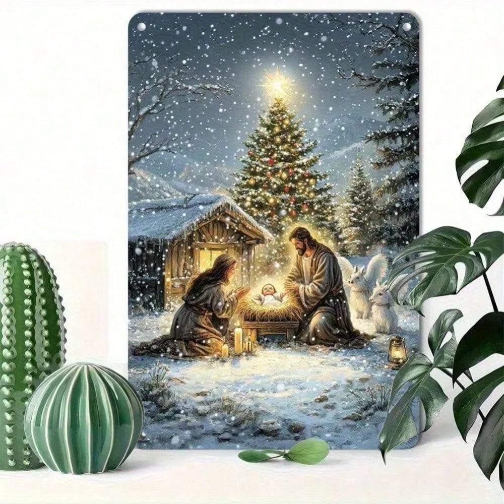 

Vintage Metal Tin Sign Nativity Scene Christmas Wall Decor Weather Resistant 12x8 Inch For Home Bar Outdoor 20X30 різнокольоровий