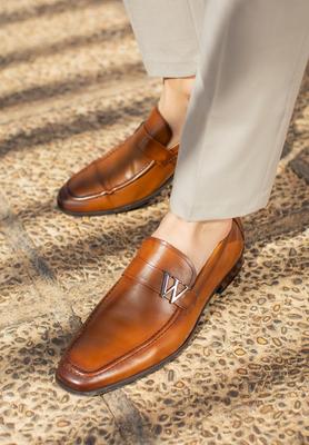 Mocasini Bărbătești Wittchen din Piele Naturală cu Logo Metalic, Maro, Maro, Piele Naturală