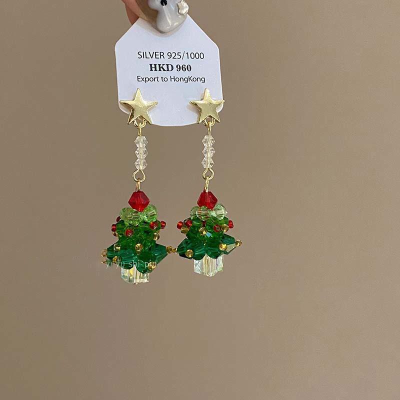 

New Christmas Tree Dangle Earrings for Women Exquisite Cute Red Bow Earring Luxury Shiny Ear Accessories Trendy Festival Jewelry CHINA
