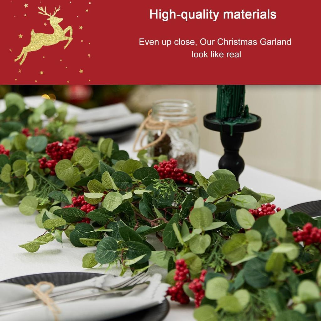 Christmas Tips Cedar Garlands, Anna's Whimsy Artificial Pine Cypress Greenery Garland, Christmas Decorations Holiday Indoor Outdoor Christmas Decor