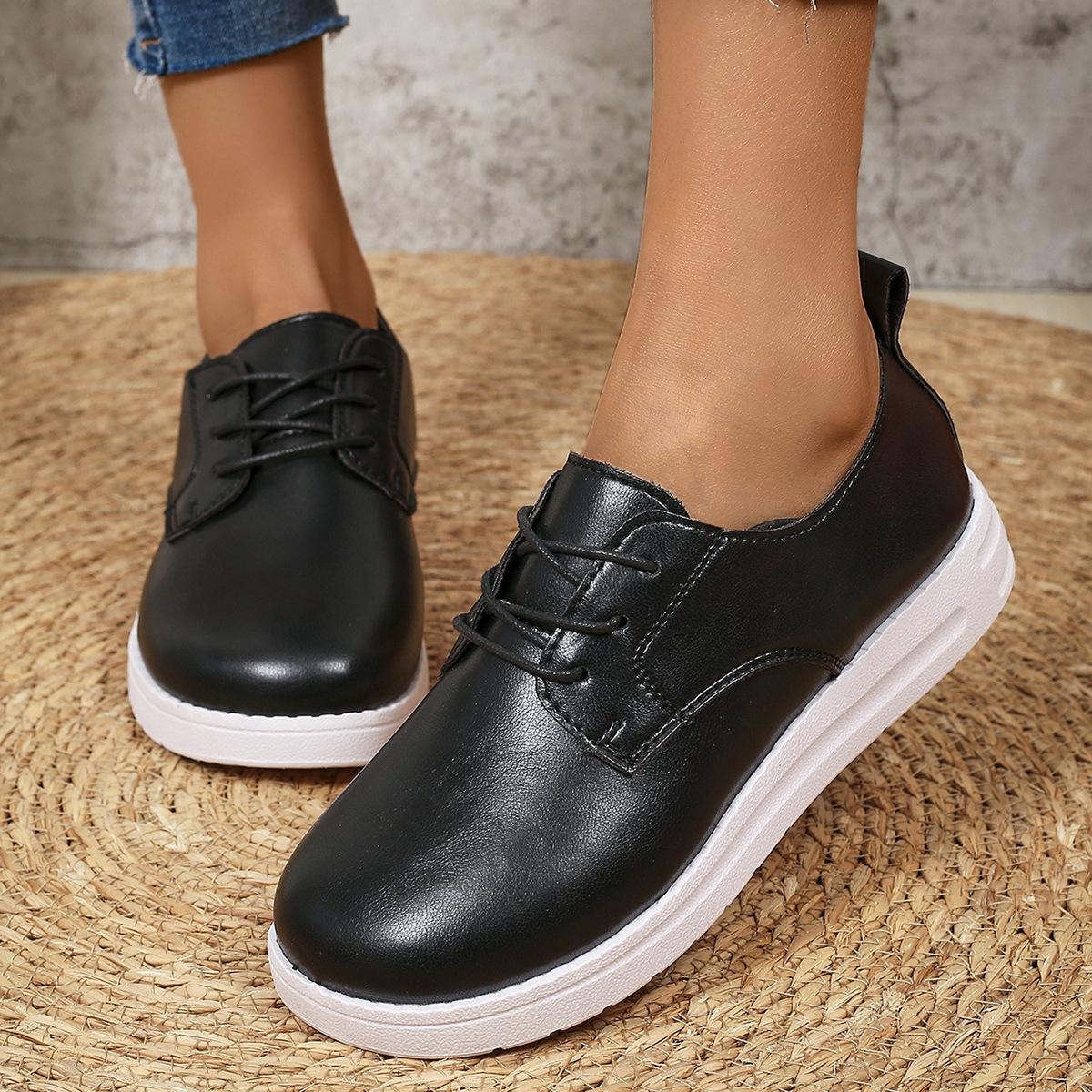 

Импортные товары, большие размеры, весна и осень, новые женские повседневные туфли с низким верхом, на шнуровке, производитель женской повседневной обуви 36 чёрный