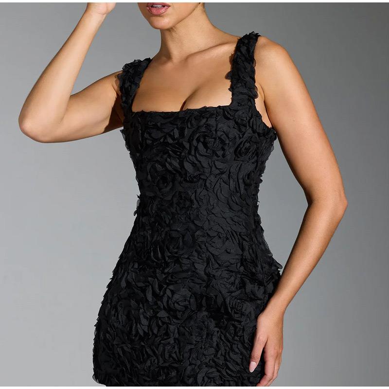 Summer 2025 Sexy Square Collar 3D Flower Slim Fit Sleeveless Strapless Short Dress Fashionable Women's Clothing Mini Dresses