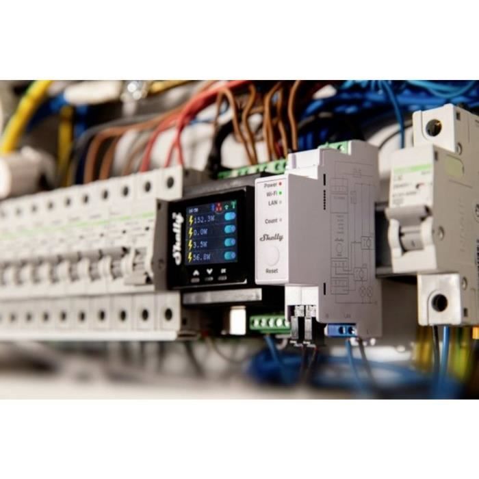 Compteur d'énergie - Shelly - Pro EM 50A - Bluetooth - Wi-Fi - Monophasé sur rail DIN