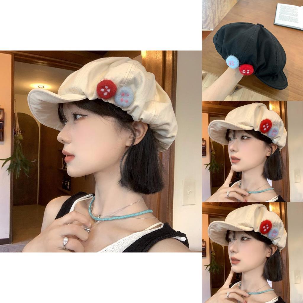 Vintage Japanese Cotton Linen Octagonal Hat For Adults With Colorful Embroidery Design