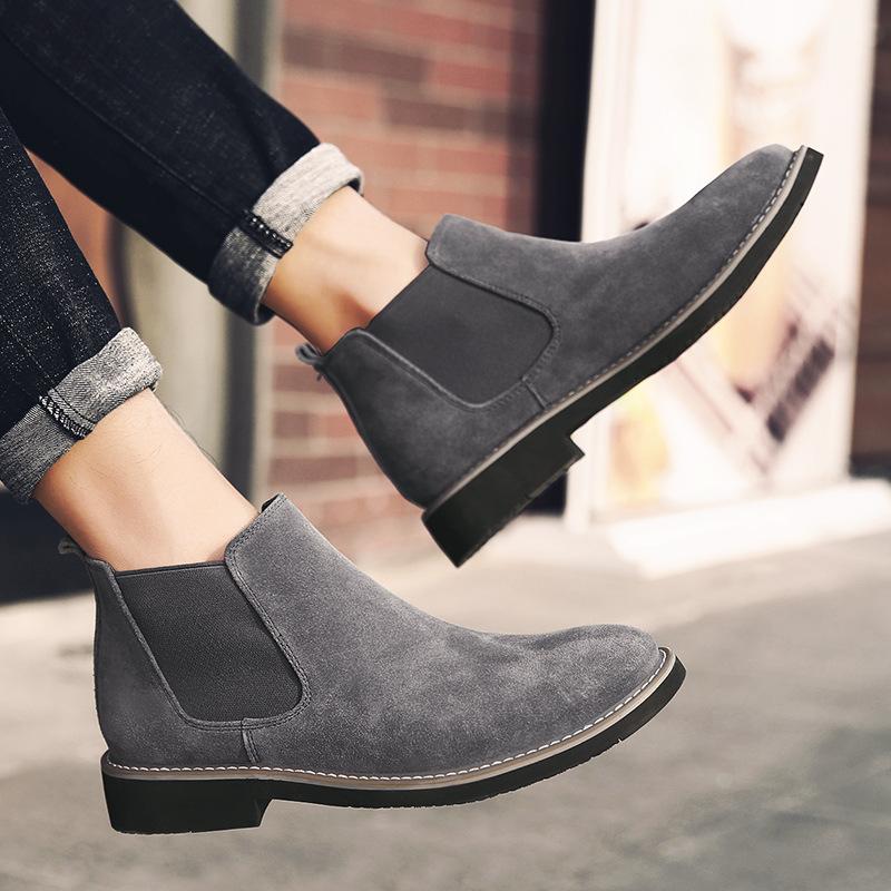 Fashion Fashion Men Elevator Shoes Chelsea Boots 6CM Invisible Inner Increase Shoes Men's Height Increasing Shoes New Leather Men Boots