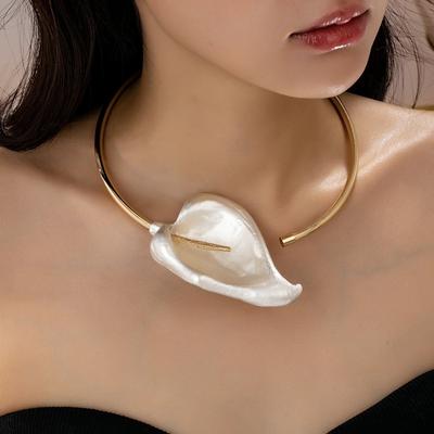 Exaggerated Calla Lily Choker 3D Floral Clavicle Chain New Statement Choker Jewelry