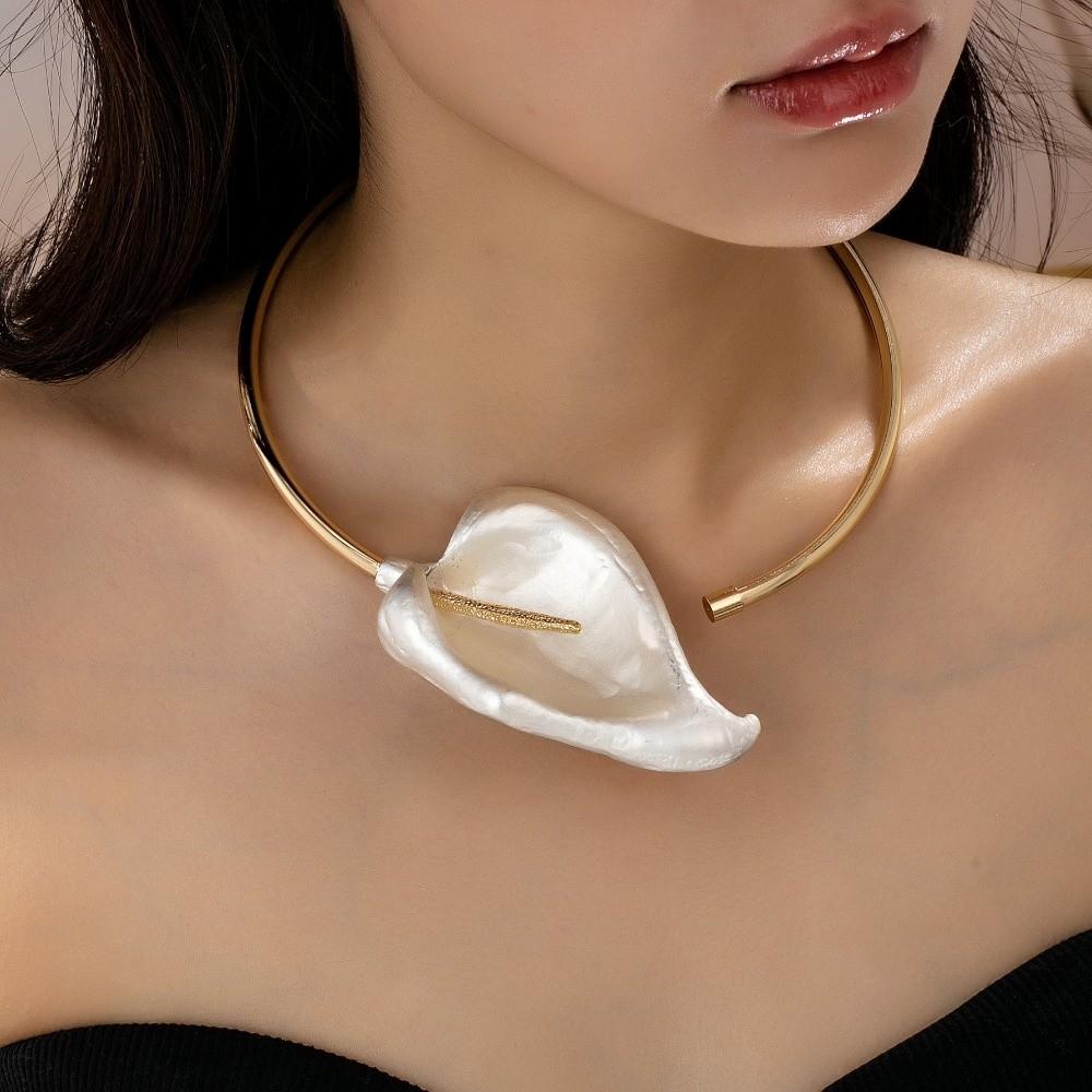 3D Floral Open Choker Necklace Gold Color Statement Choker New Clavicle Chain Jewelry