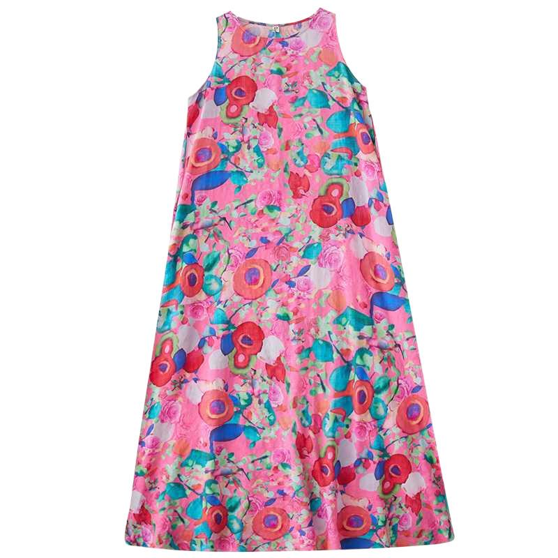 New Bohemian Long Dress - Summer New Style Fitted and Expanded Sleeveless Round Neck Printed Dress