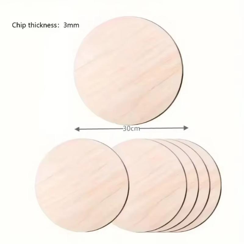 10Pcs 30cm Blank Wood Pieces Squares Round Wooden Slices for DIY Art Crafts Painting Laser Engraving Carving Coaster