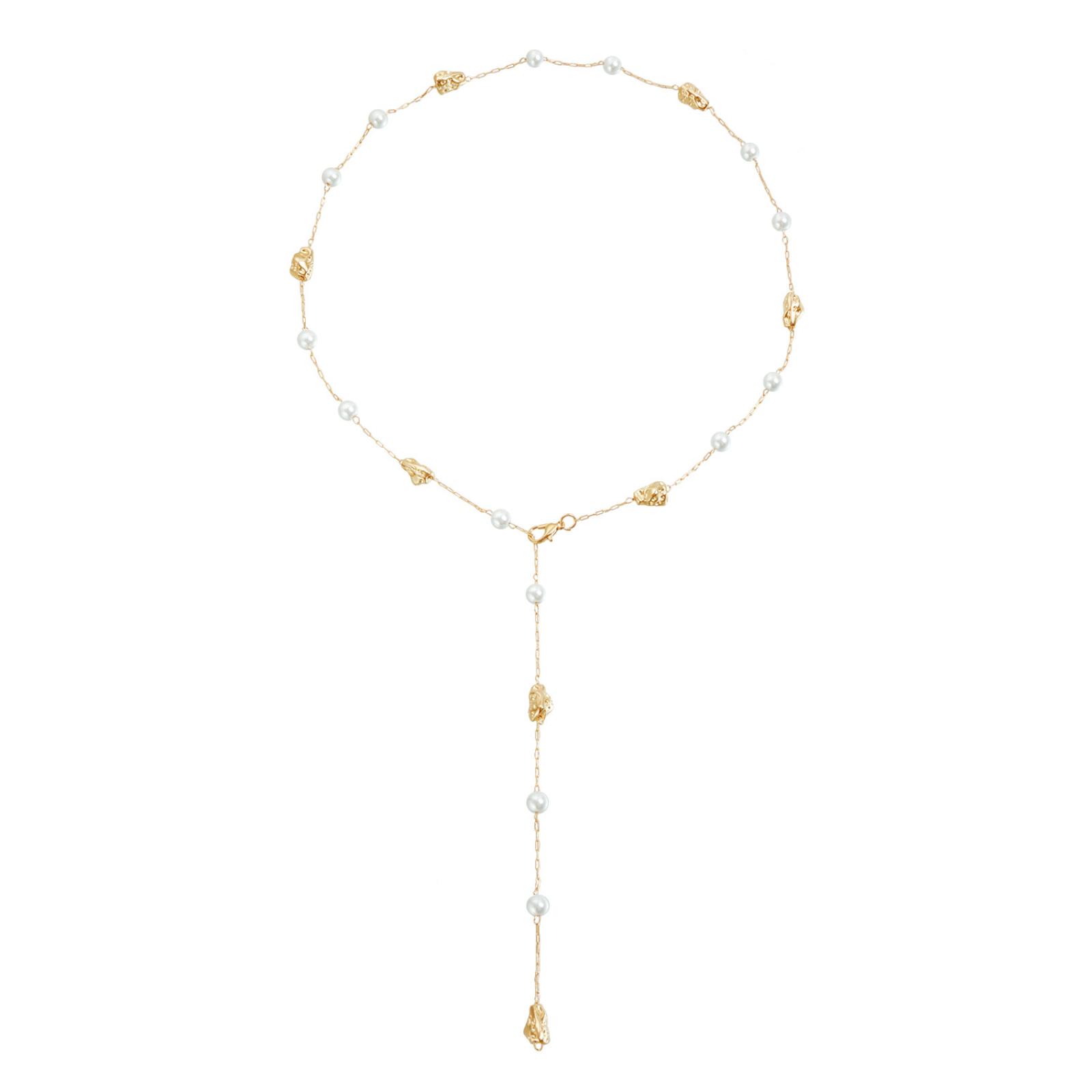 

Women s Irregular Metal Pearl Y-Necklace, A Trendy And Stylish Streetwear Accessory One Size