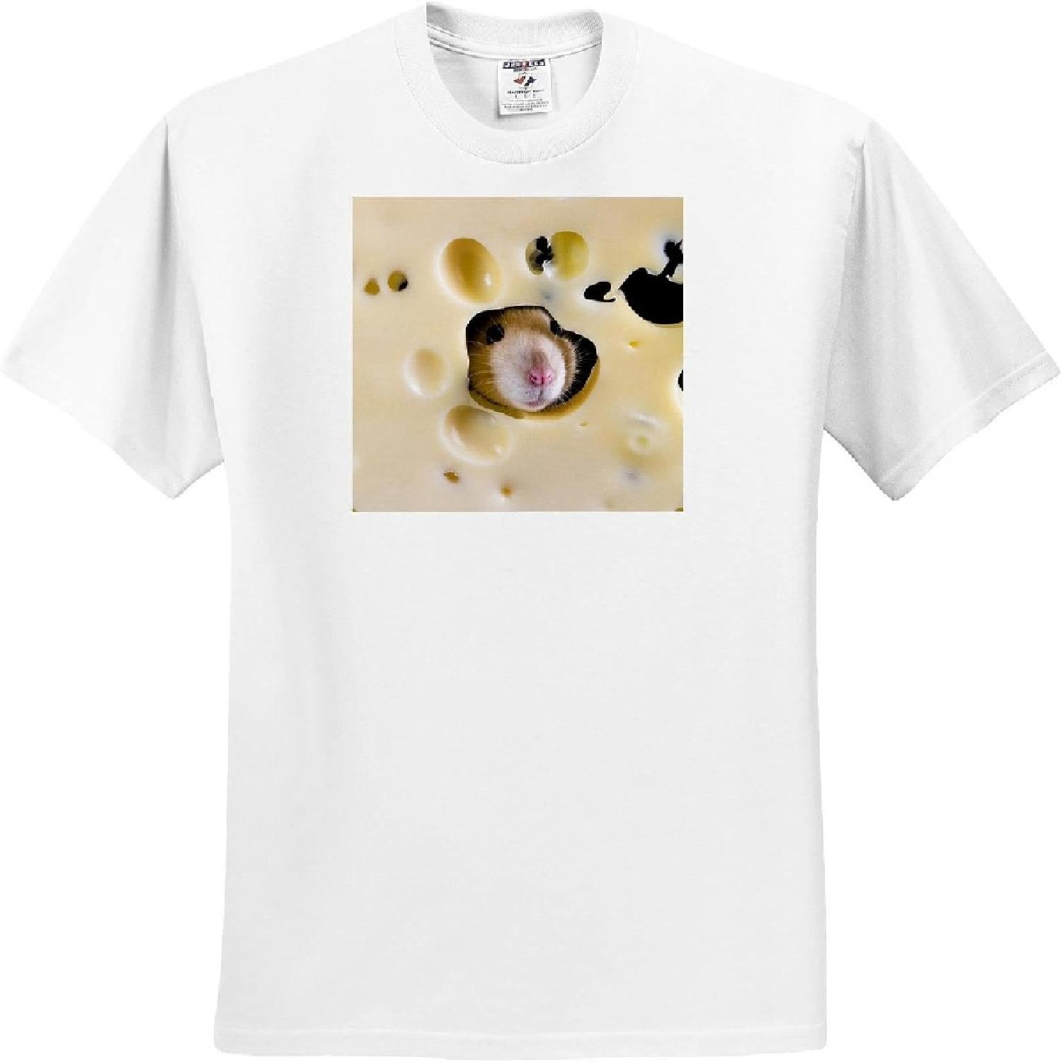 3dRose, White Rat in a Slice of Cheese, T-Shirt XXXXXL белый