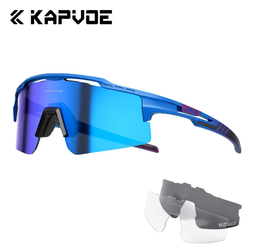 Kapvoe 3lens Sports Sunglasses Fashion Goggles Cycling Glasses MTB Riding Skating Sunglasses UV400 Man Woman Bike Eyewear