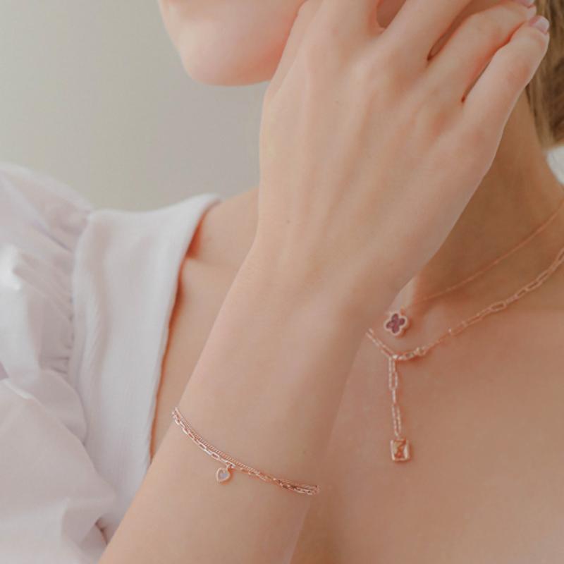 J.Lauren Silver Rose Gold Moonstone Chain Gemstone Bracelet B0929