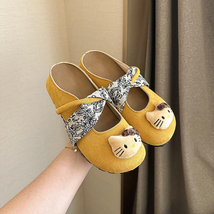 

Cute Birkenstock shoes bag head half slippers women s outer wear 2025 autumn new thick sole inner height increase Mary Jane Birkenstock shoes 35 жёлтый