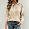 Women's Hooded Pullover Sweater Long Sleeve Loose Fit Color Knit Top