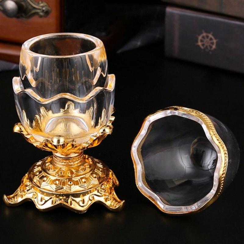 Automatic Push-type Toothpick Box Transparent Egg Shaped Alloy Toothpick Holder Dresser Organizer Decoration Friend Unique Gift