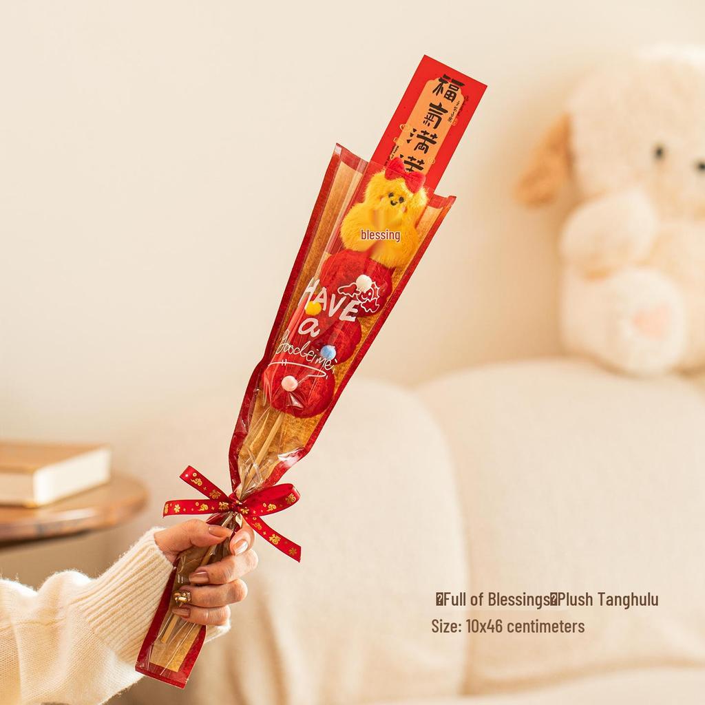 2026 Year of the Horse Tanghulu Plush Fortune Bucket – Chinese New Year Desktop Decor