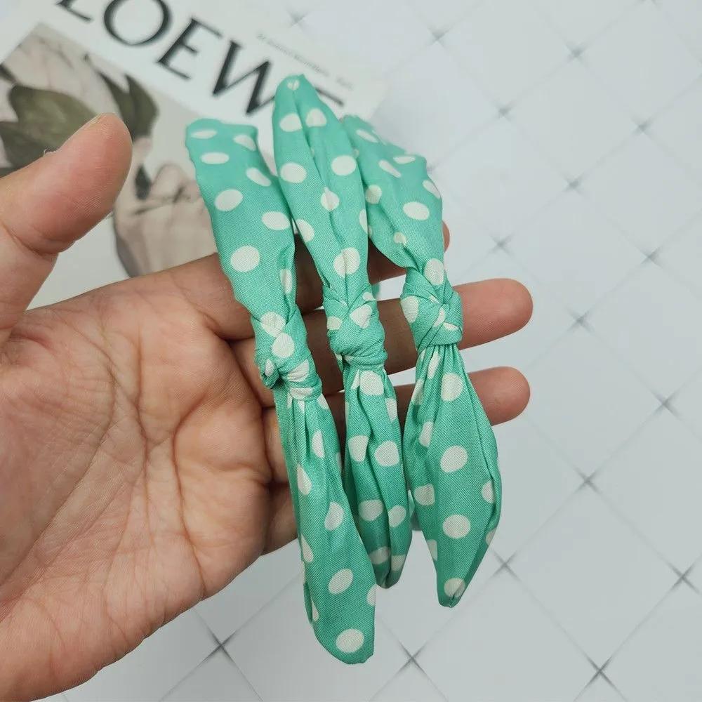 Cute green polka dot ribbon headband