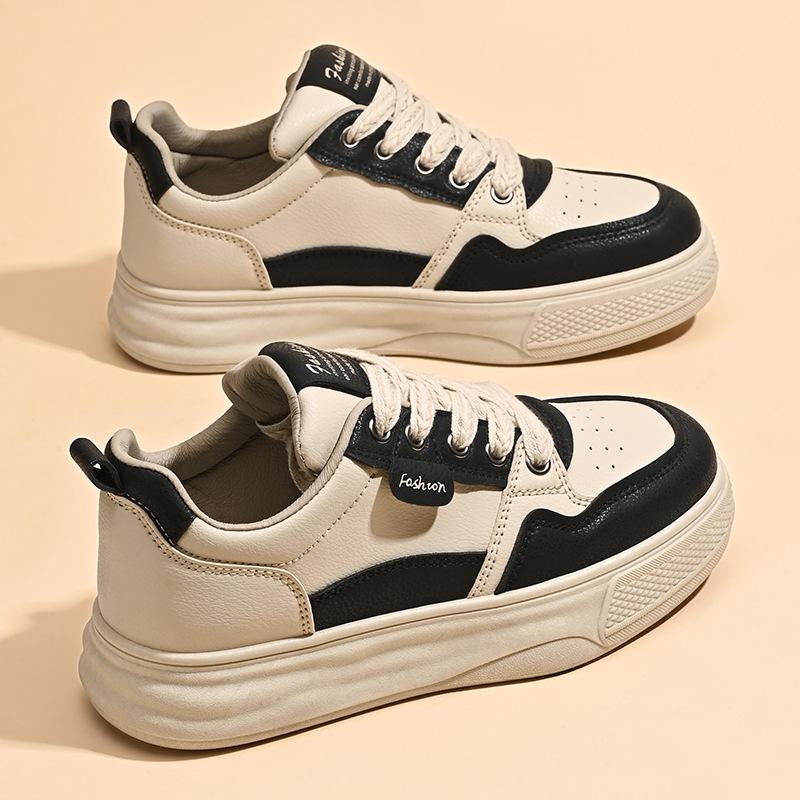 2025 Spring Little White Shoes New Korean Version Ins Female Students Heightening Platform Sports Board Shoes Casual Shoes Women's Trendy Shoes