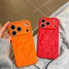 New Year Orange-Red Embossed Horse iPhone 15/14 & Pro Max Anti-Drop Case