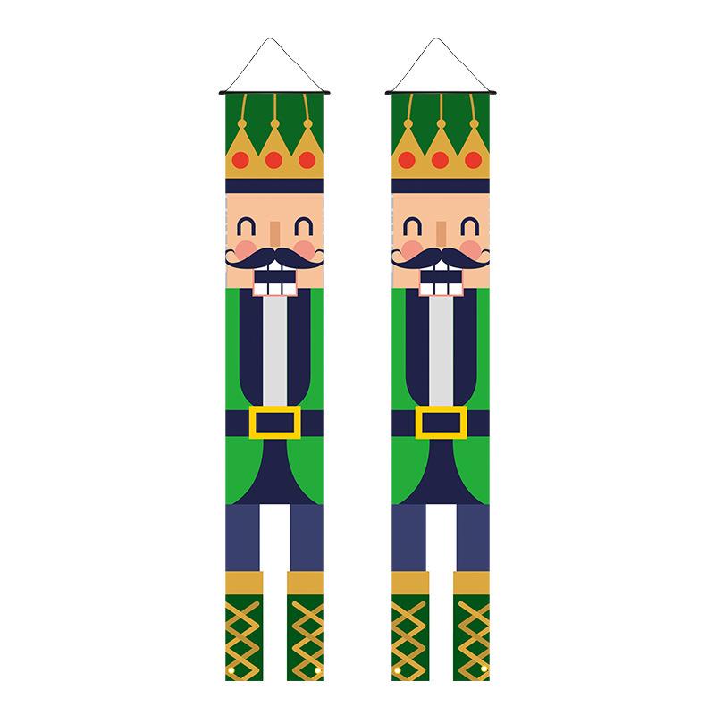 Christmas Nutcracker Couplets Door Curtain Flags | Festive Porch Decor
