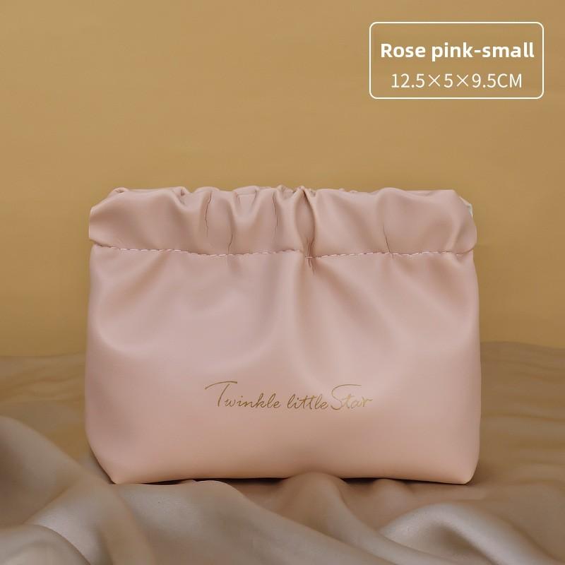 Portable Pu Makeup Bag With Solid Color For Travel And Home Organization