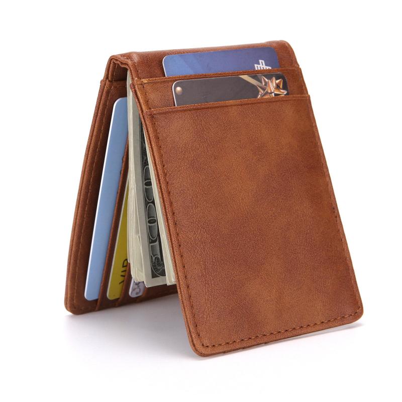 Multi Functional Mens Wallet RFID Card Holder Anti-theft Brush Multi Slot USD Money Clip Card Wallets
