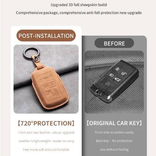 Leather Car Remote Key Case Cover for Land Rover Range Rover Sport Evoque Freelander Velar Discovery for Jaguar XE XJ XF Guitar