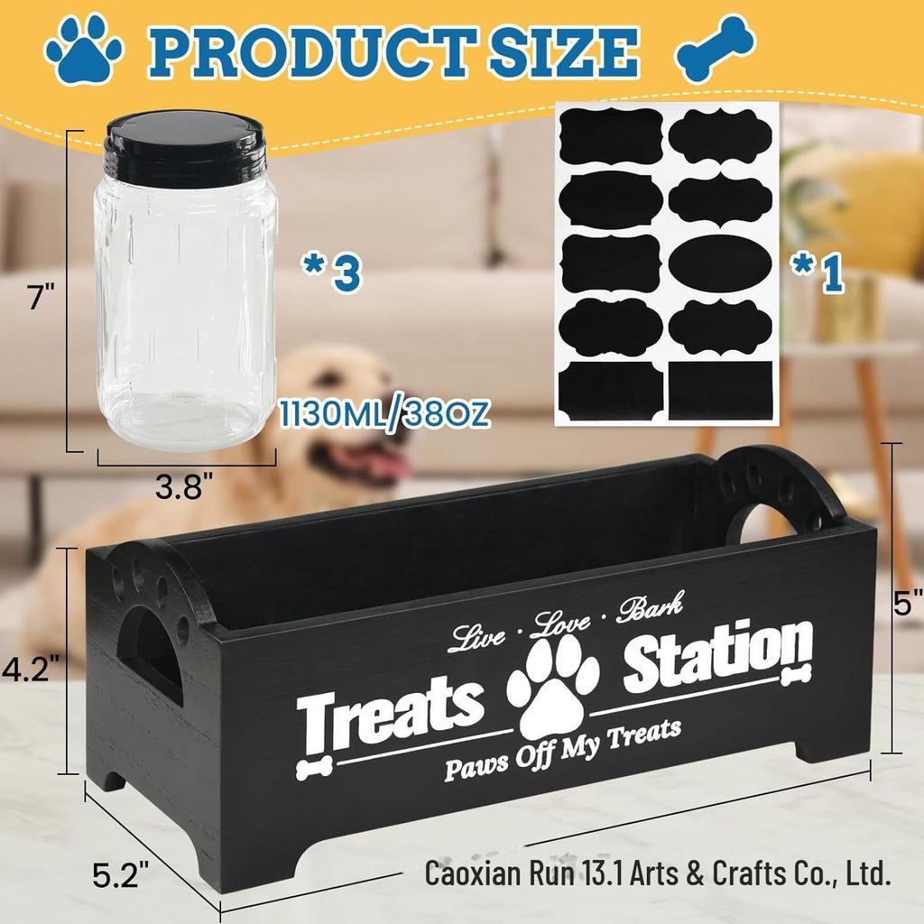 Black & White Sealed Wooden Dog Food and Toy Storage Box