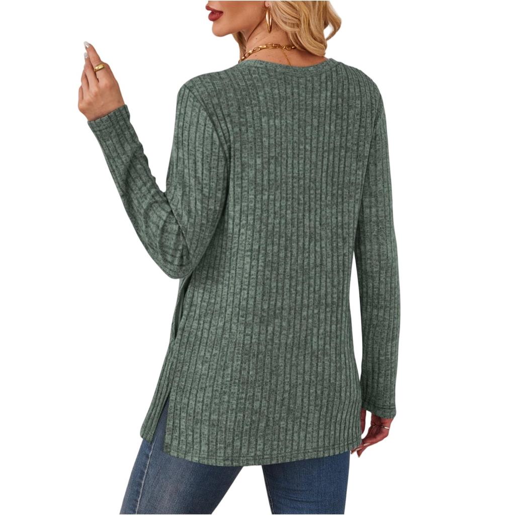 Women's Fashionable Long-sleeved Pullover Solid-color Top