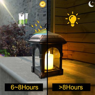 LED Solar Lantern Outdoor Hanging Solar Lights Waterproof Warm White Candle Light With Stand for Patio Courtyard Garden Decor