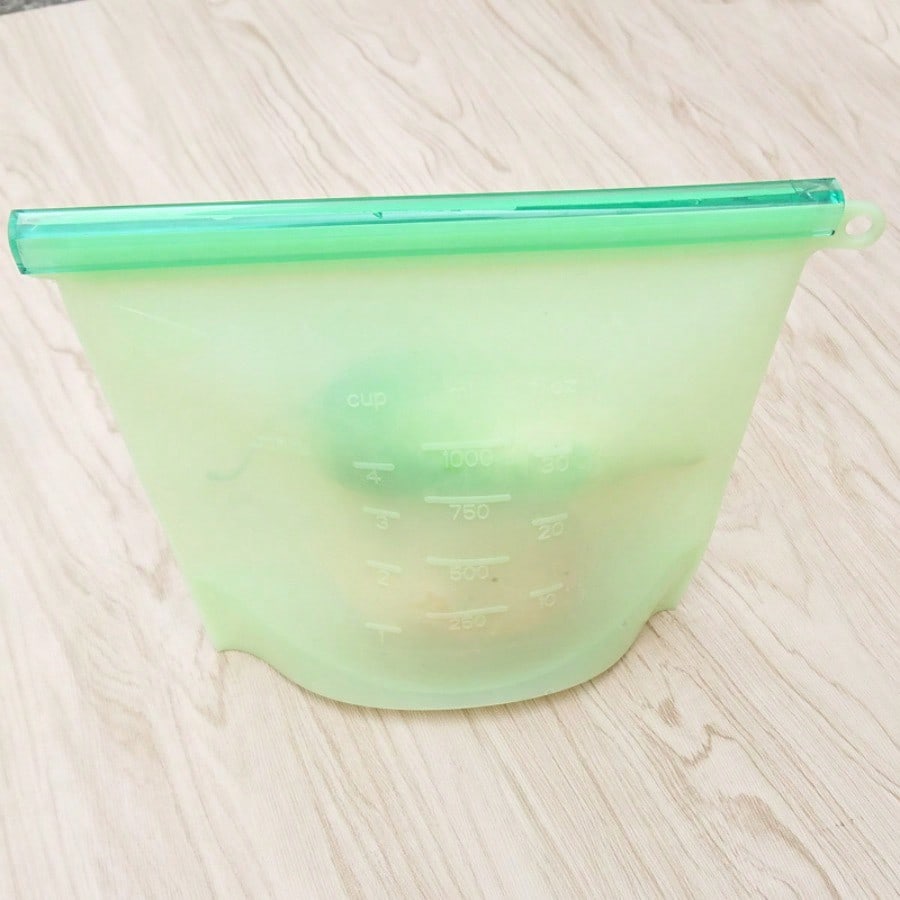 Silicone fresh-keeping bags Sealed food bags Kitchen supplies Household fresh-keeping storage bag Food sub-packaging bag зелёный