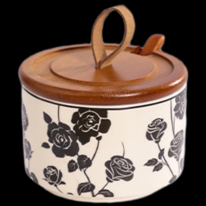 Керамическая банка для специй Zhinianhua «Черная роза»