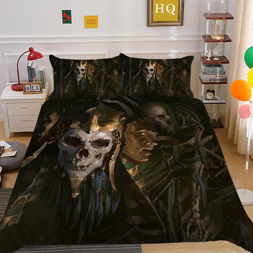 Skull Printing Bedding Cover Bedspreads Teens Double Size Bed Set Cover Microfiber Highend Home Bedclothes