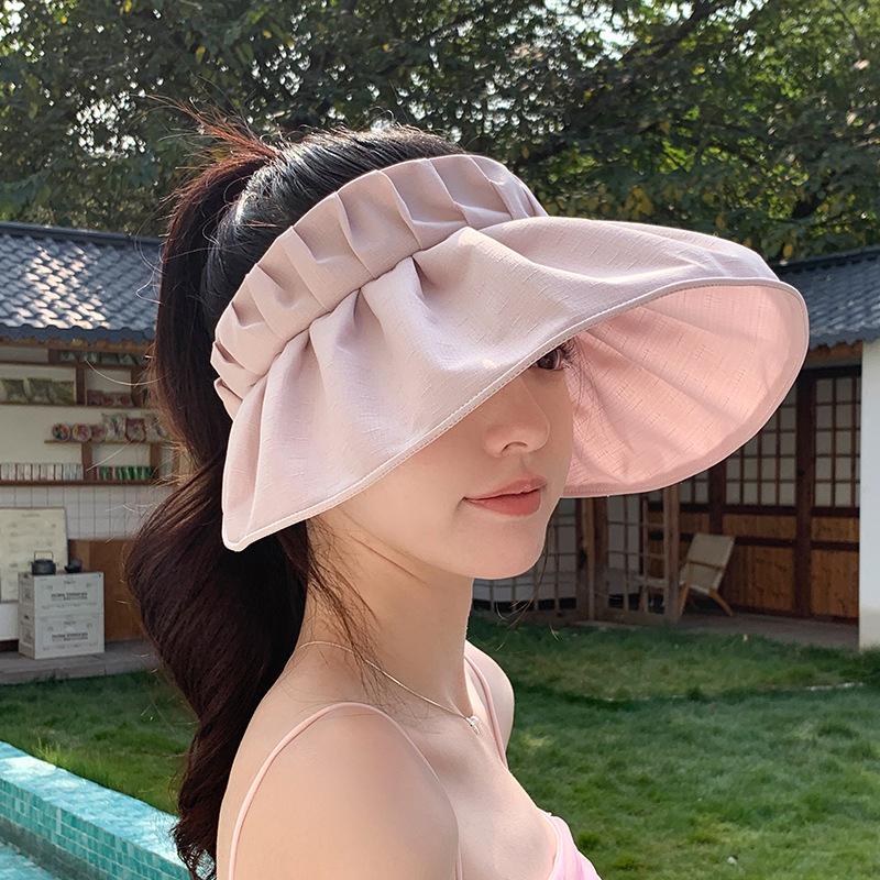 Folded empty top shell hat women's summer versatile large brim foldable sunscreen hat outdoor cycling beach hat