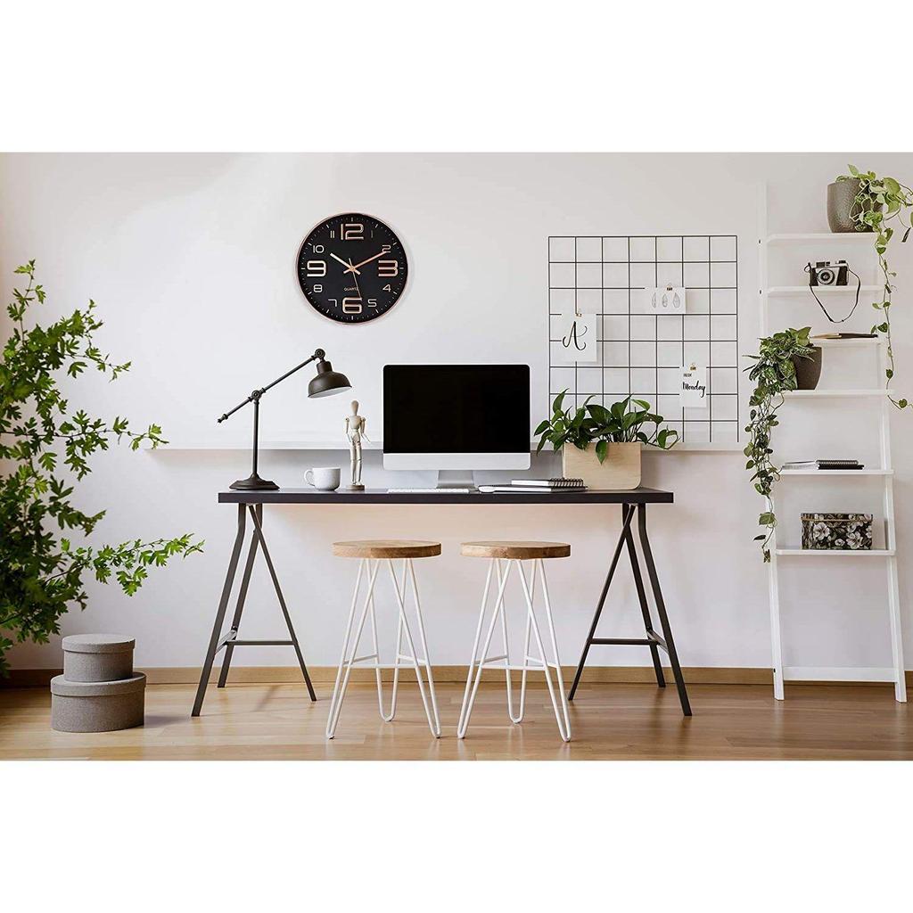 Leise Stumm Batteriebetrieben Nicht-tickend Leise Dekorative Wanduhr mit Verdicktem Kunststoffrahmen Glasabdeckung für Wohnzimmer