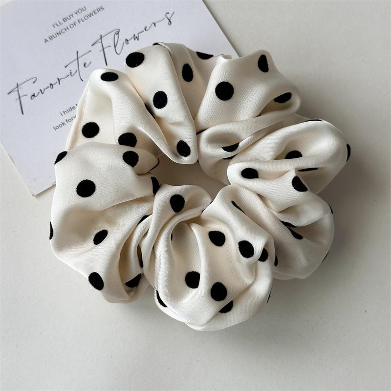 Mode 11cm Niedliche Punkt Satin Scrunchies Elastische Haargummis Für Frauen Mädchen Haarring Seil Ornament Haaraccessoires