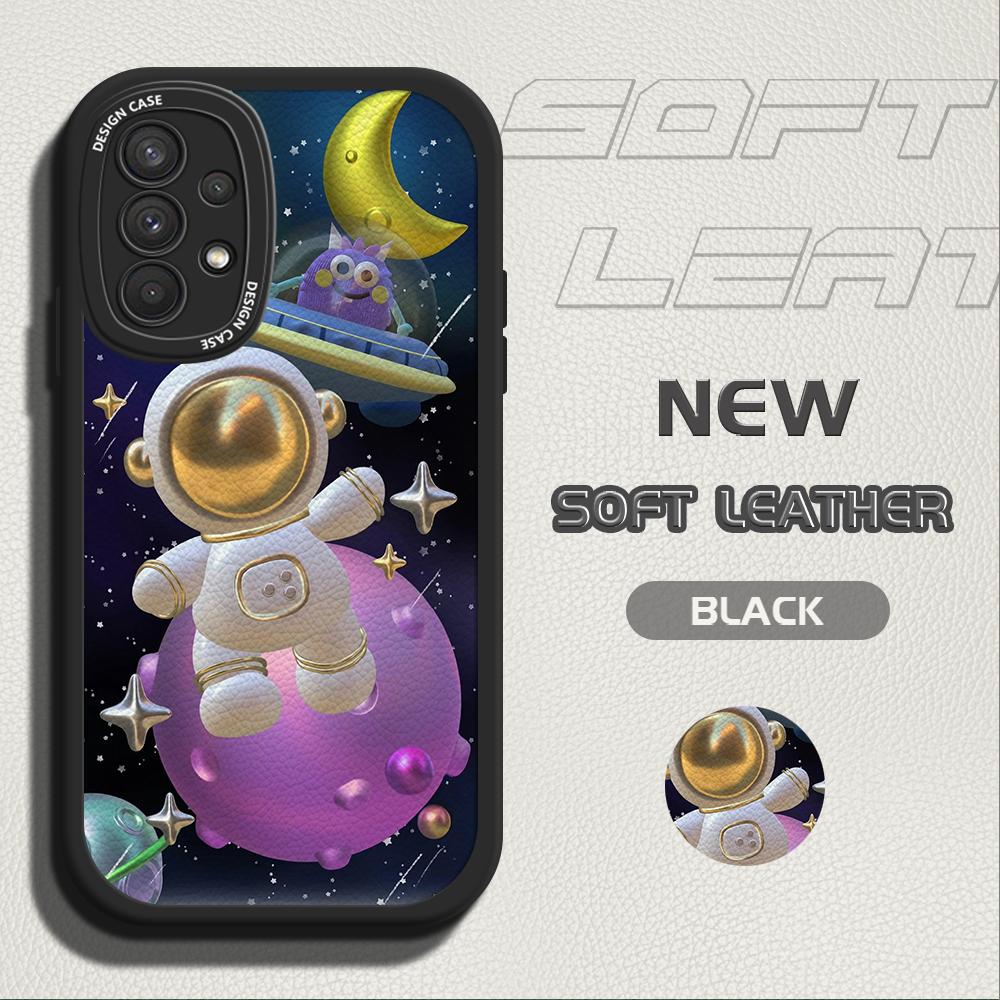 Astronaut Space Pattern PU Leather Full Lens Protect Soft Phone Case for Samsung Xiaomi Poco Redmi
