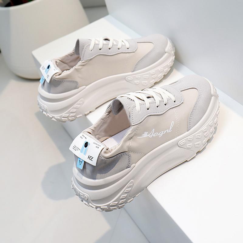 

ins корейская версия кроссовок для пап на платформе 2025 весна новые уличные кроссовки для бега для студентов увеличивают высоту повседневные W8858 40 бежевый