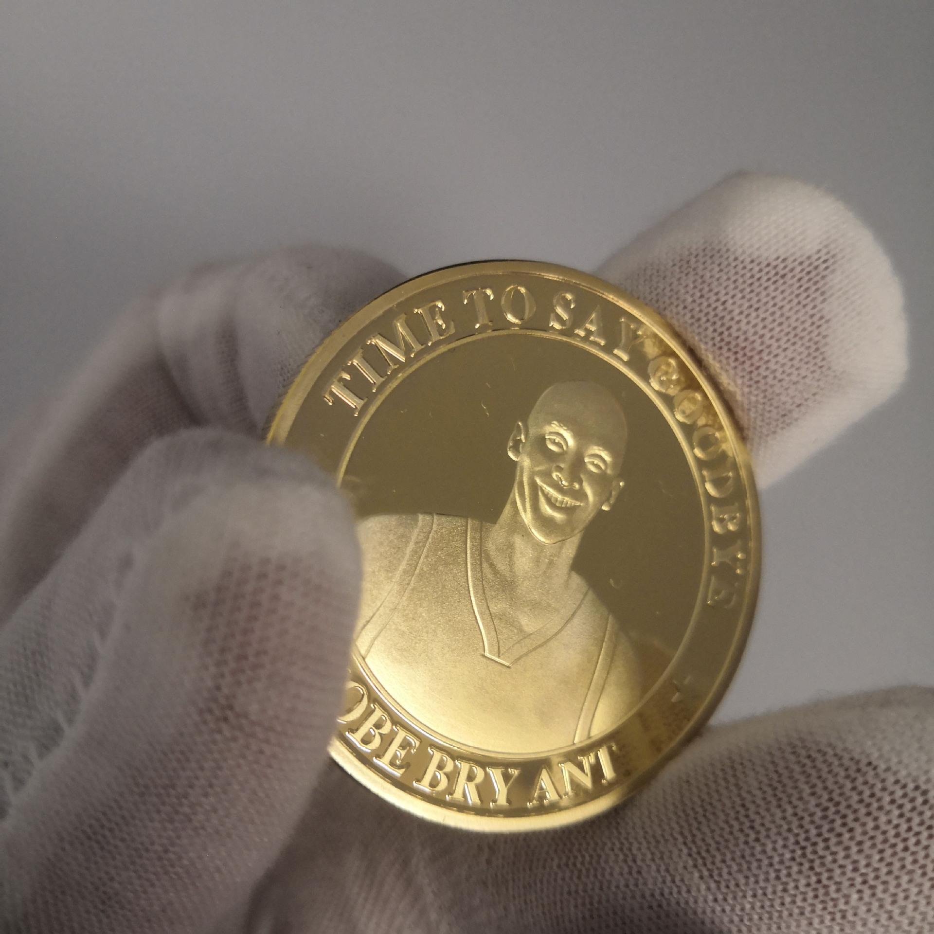 NBA star, Kobe Bryant, retirement commemorative coin, gold coin, KOBE commemorative medal, coin, Christmas gift, Stocking stuffers золотой