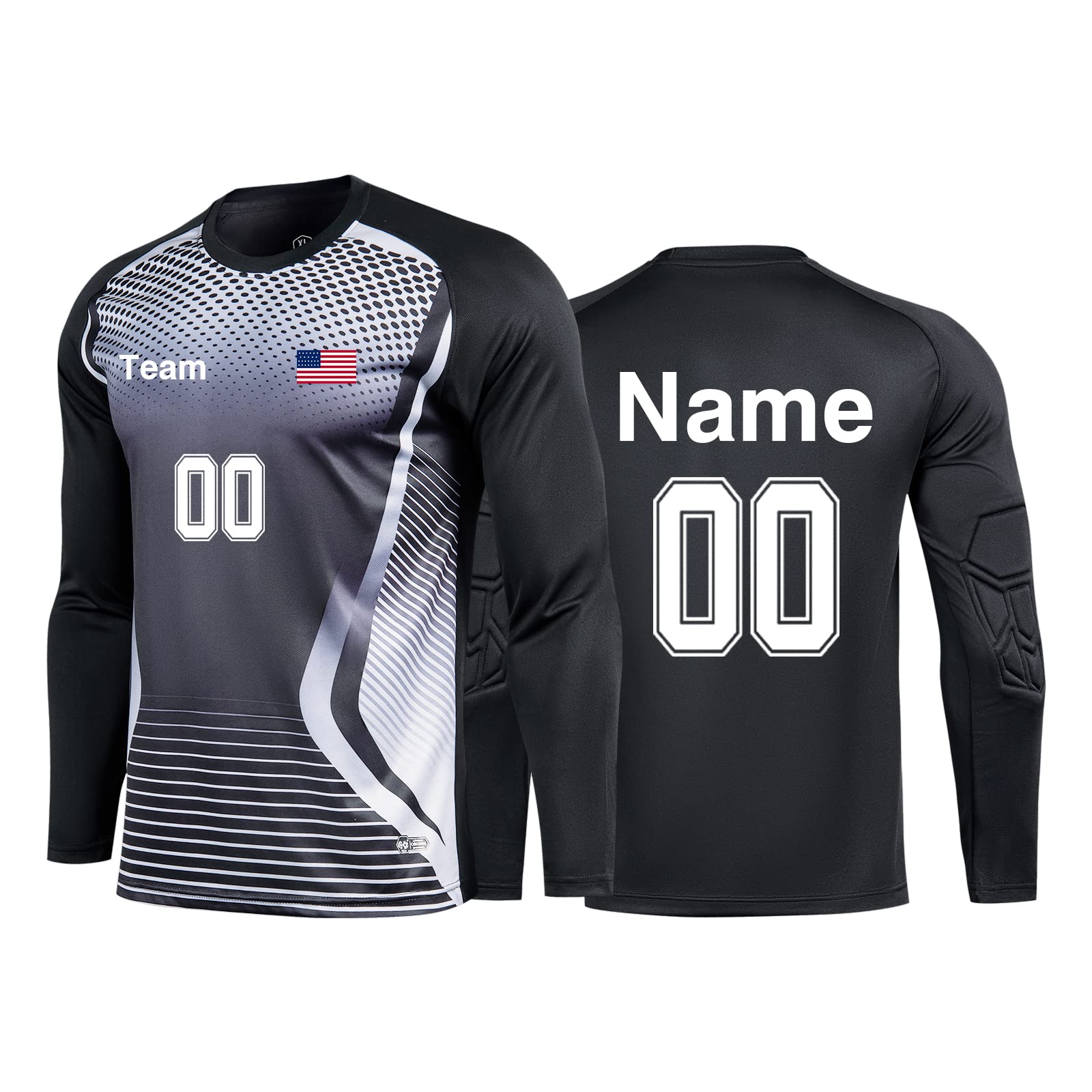 Custom Adult Goalkeeper Jersey-Personalized Soccer Jersey with Printed Number Breathable Polyester Quick Dry Feature Xs чёрный
