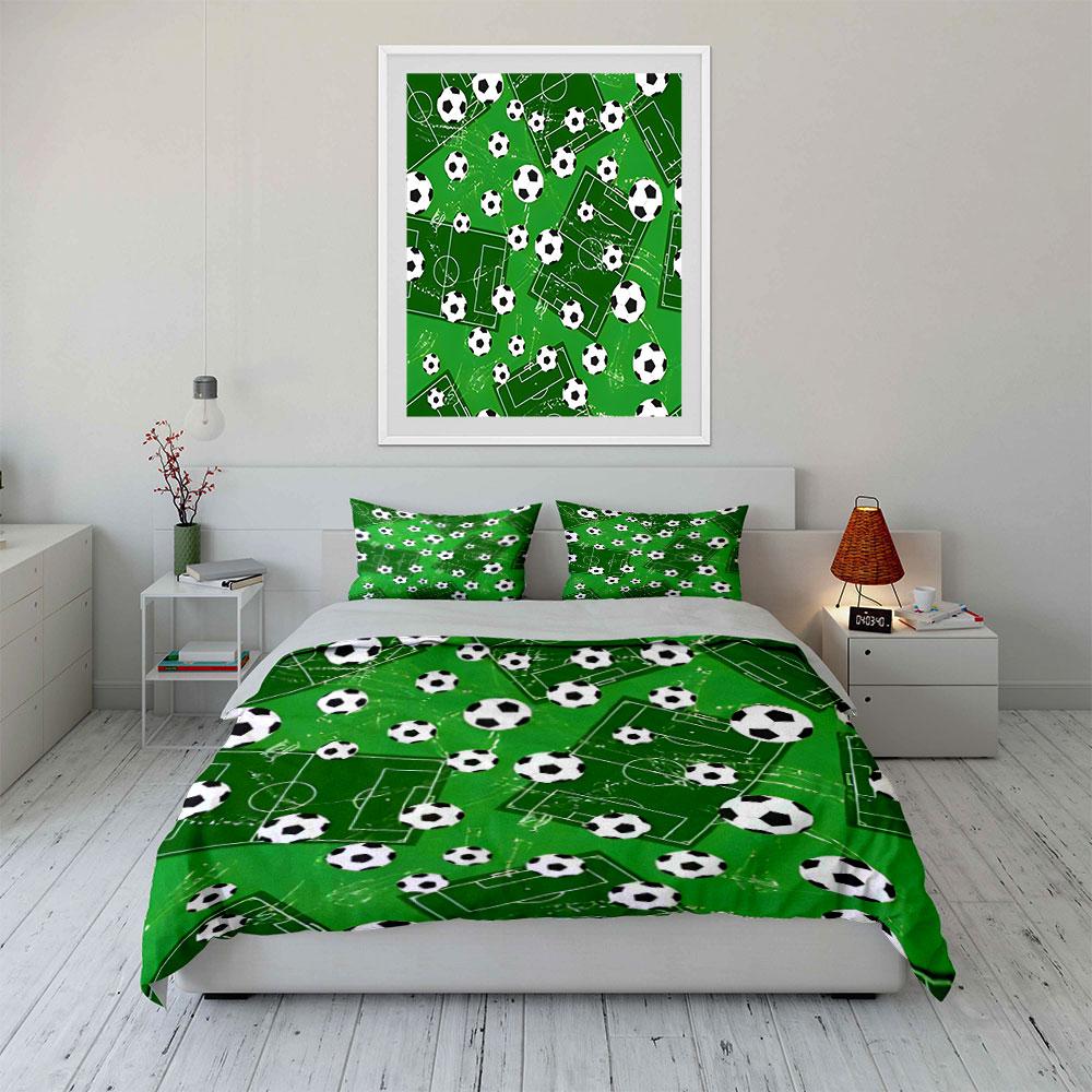 Soccer Balls, Fields Pattern. Bedding Sets Duvet Cover Sets Duvet Covers Pillowcases(1 * Duvet Cover 2 * Pillowcases Without Duvet Insert)