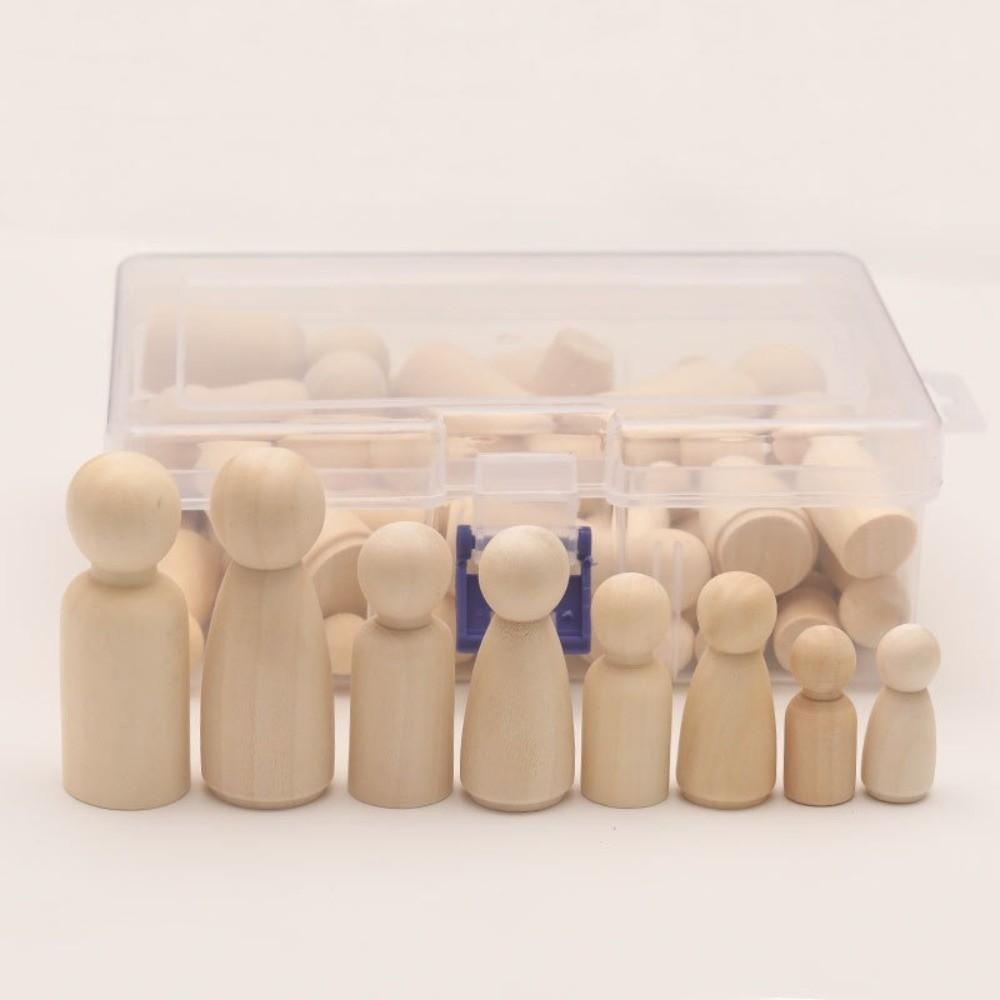 50pcs Mini Graffiti Wooden Peg Dolls Handicrafts Blank DIY Wooden Figures Natural Different Shapes Unpainted Figures