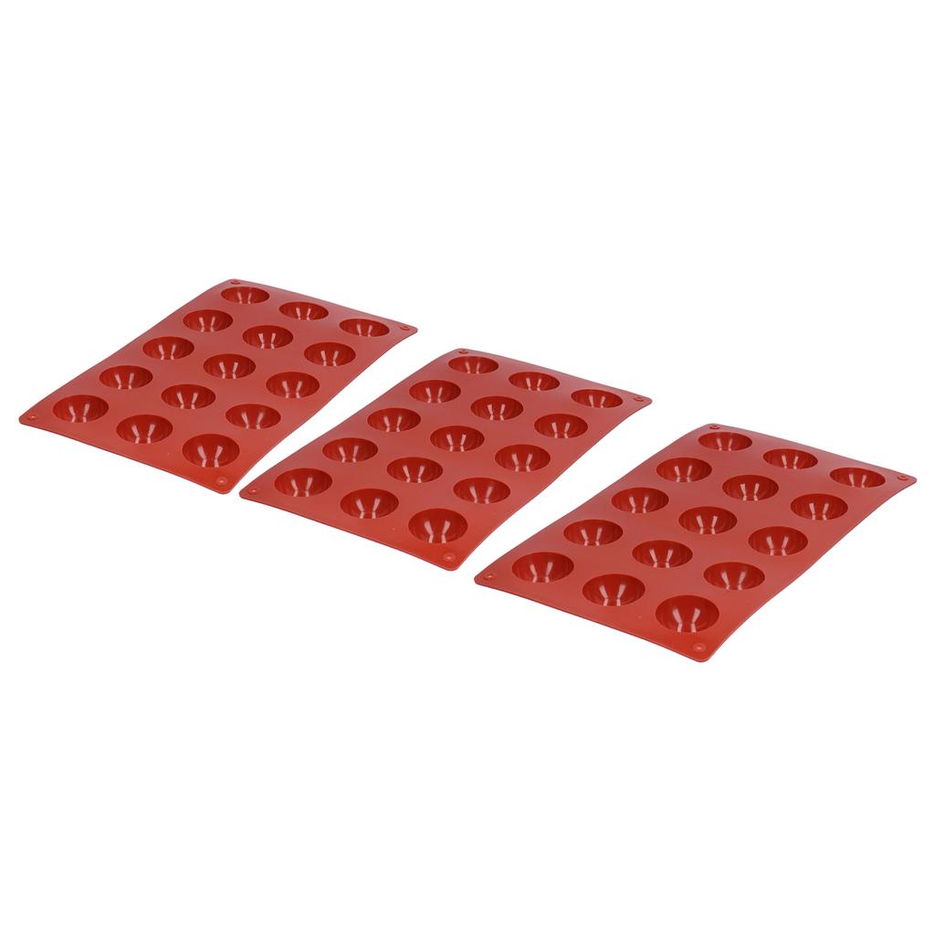3 Stück Kuchenform 15 Löcher Halbkugelförmige Silikon Schokoladenform Lebensmittelqualität Dessert Backform