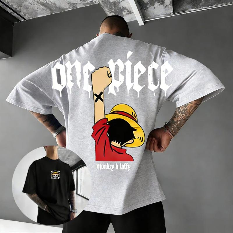 Übergroßes Vintage One Piece Luffy Anime T-Shirt Herren Damen Kurzarm Tee Streetwear Lässige Oberteile Grafik-T-Shirt 2026 Sommer Y2k