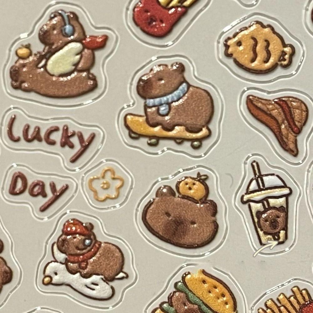 1/10pcs Cute Cartoon Cup Stickers Brown Capibala Capybara Stickers High Quality 3D Manicure Decals