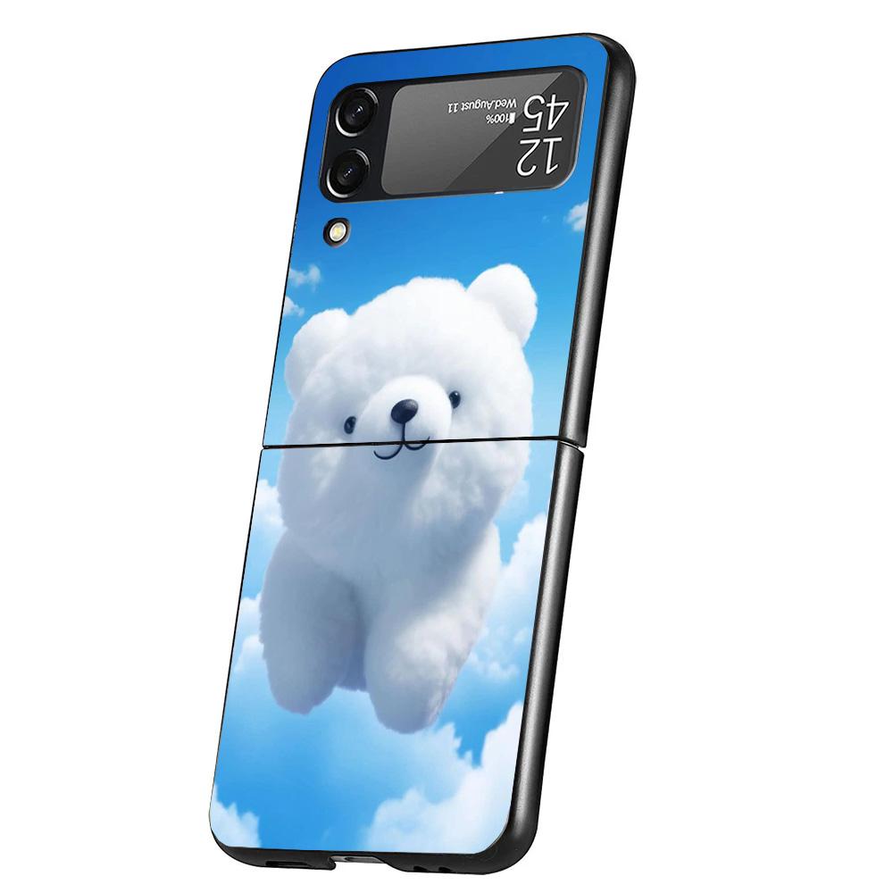 Sunny Clouds Teddy Bear Phone Case For Samsung Galaxy Z Flip 7 6 5 4 3 5G Cover ZFlip7 ZFlip6 ZFlip4 ZFlip5 ZFlip3 Coque Fundas