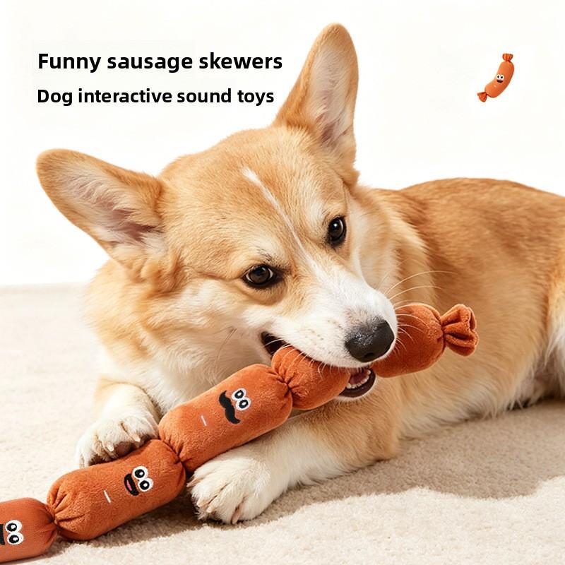 The Pet Dog's Pressing Sound Toy, Which Simulates A Plush Sausage, Is Used for Chewing, Amusing Oneself, and Smelling.
